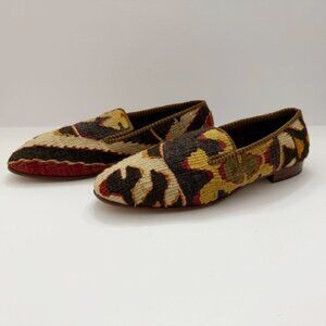 Handmade Turkish Kilim Loafers Woven Wool Tapestry Boho Shoes Men's Size 13